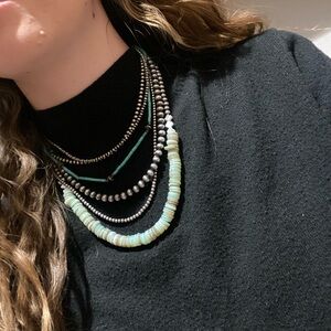 Green heishi stone necklace